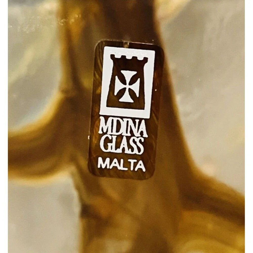 Mdina Maltese Vintage ‘93 Art Glass 5” Vase Earth tone Swirls MCM Signed